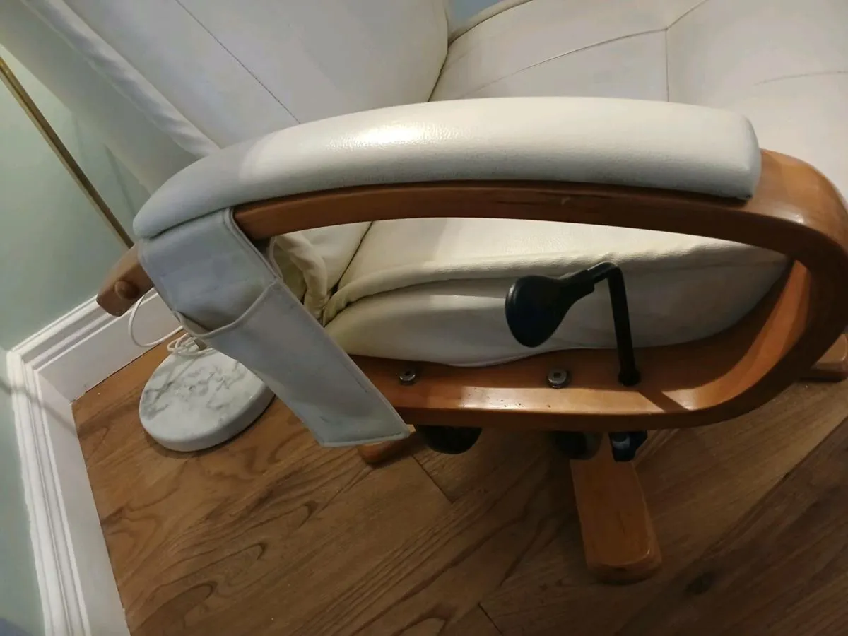 Leatherette chair and stool - Image 4