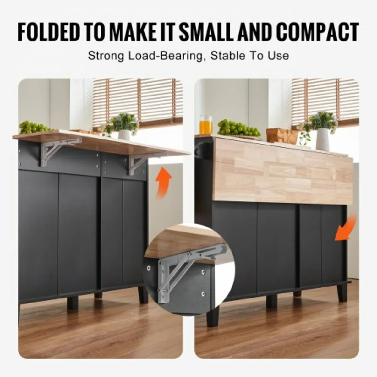 Kitchen Island Cart Storage Cabinet Serving with D - Image 4