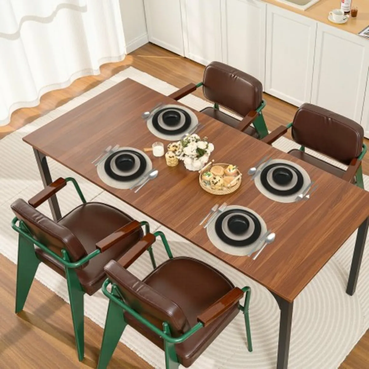 71in Rectangle Dining Table Wood Kitchen Table for - Image 4