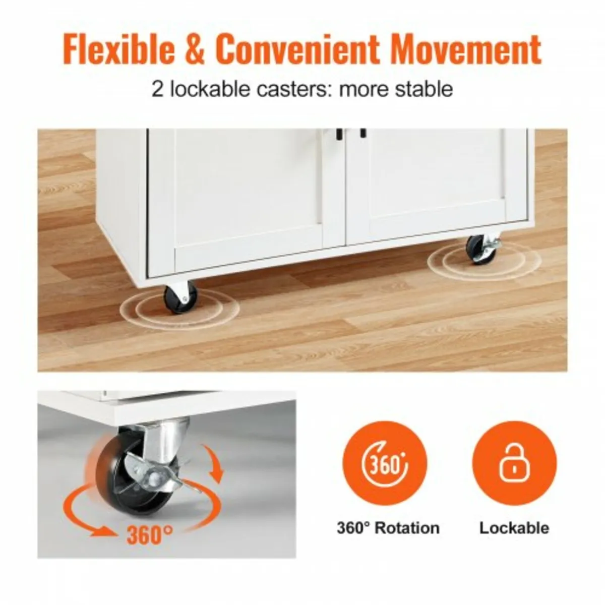 Kitchen Island Cart with Solid Wood Top, 35.4" Wid - Image 2