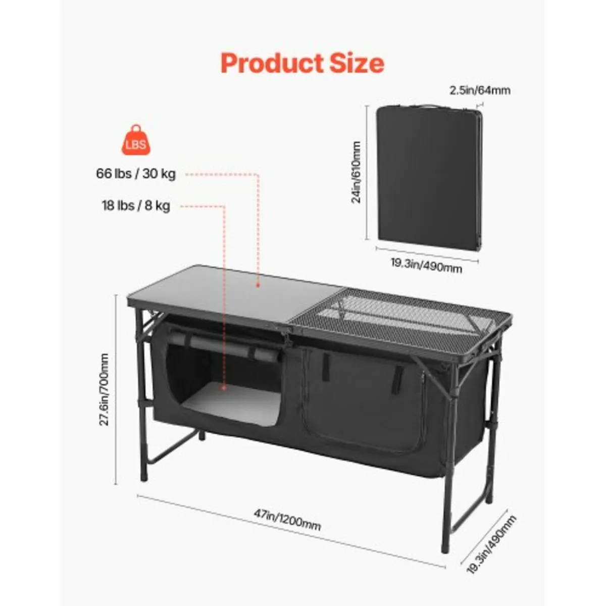 Camping Kitchen Table Folding Portable Adjustable - Image 4