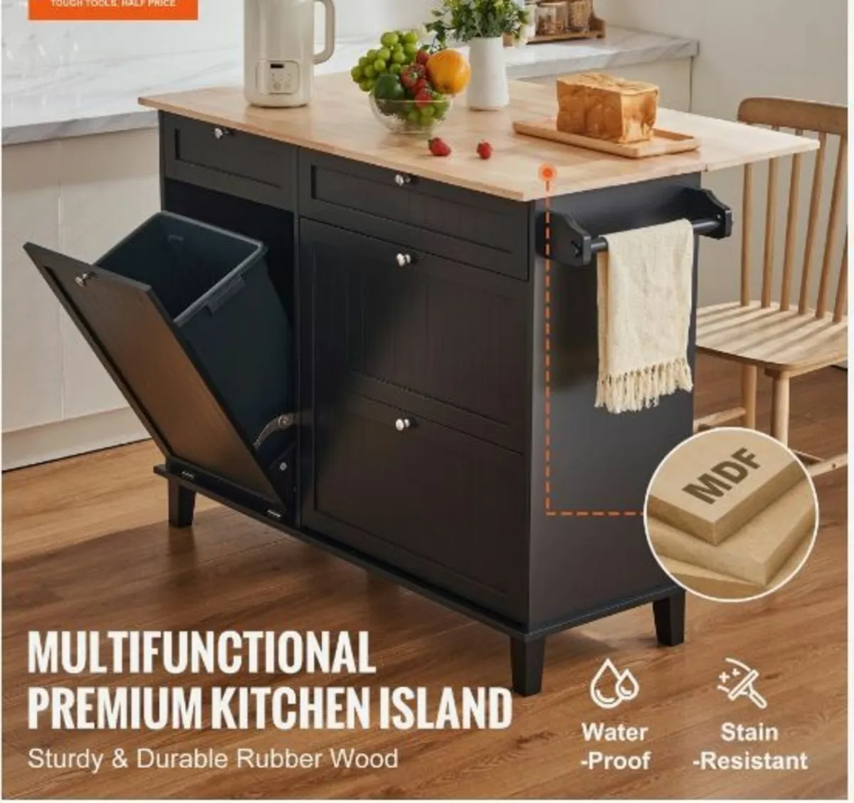 Kitchen Island Cart Storage Cabinet - Image 2
