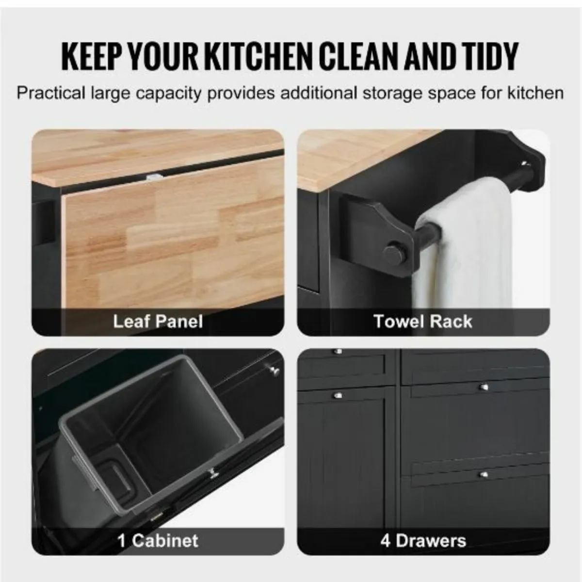 Kitchen Island Cart Storage Cabinet - Image 3