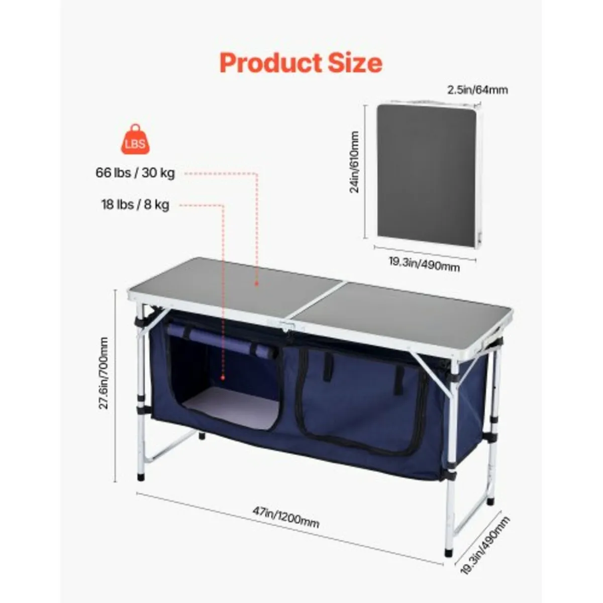 Camping Kitchen Table Folding Portable Cook Statio - Image 2