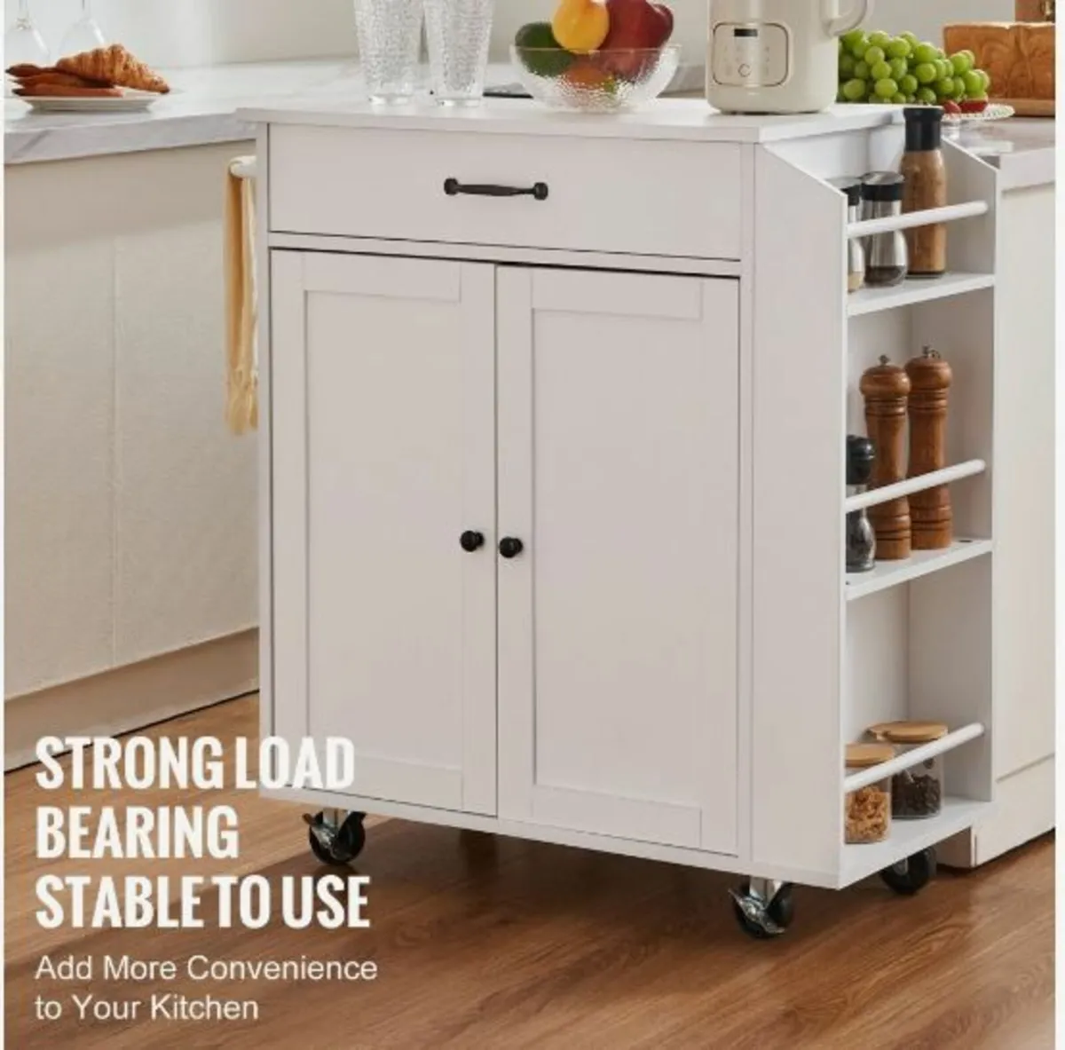 Kitchen Island Cart Rolling Storage Cabinet - Image 2
