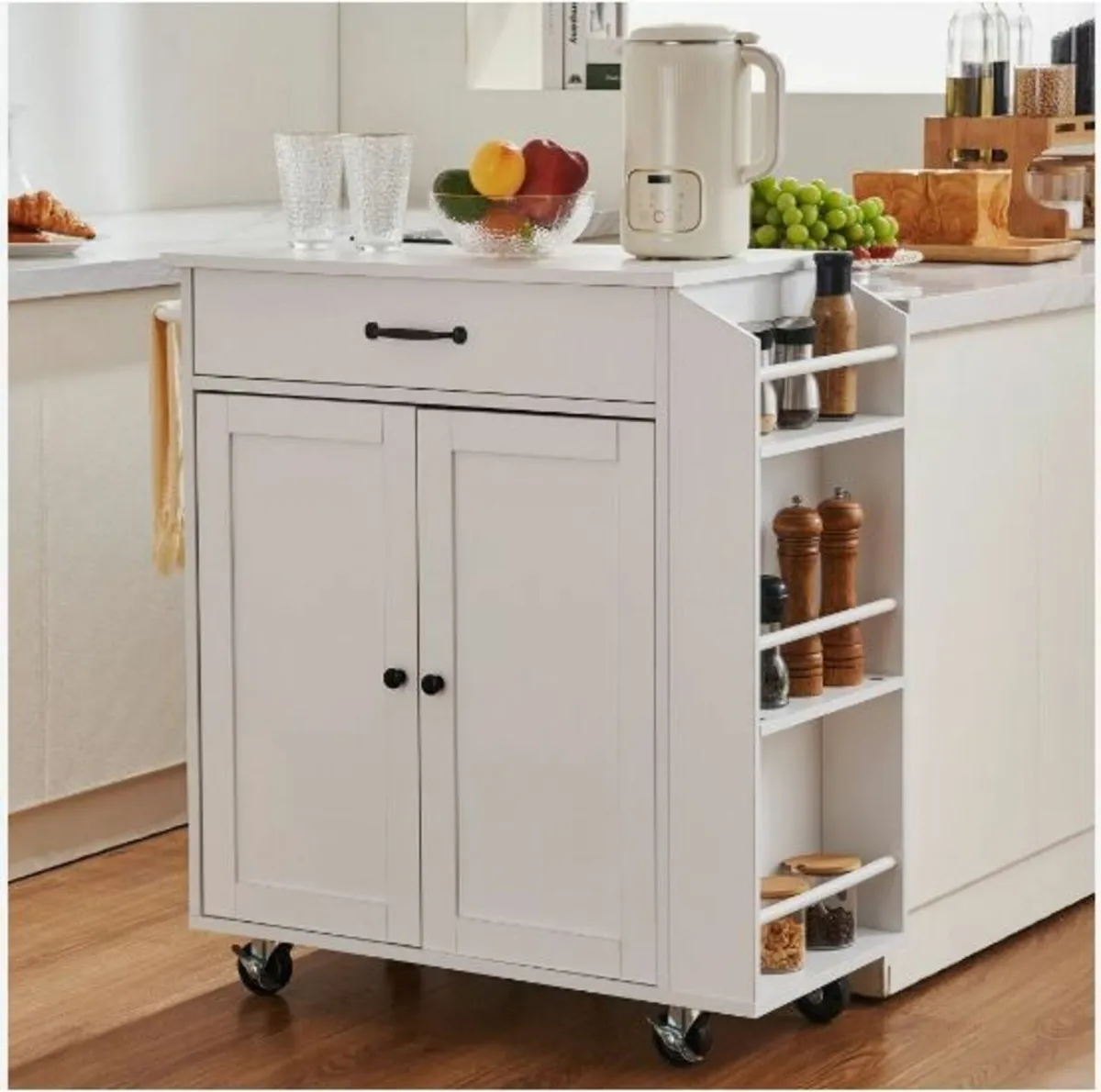 Kitchen Island Cart Rolling Storage Cabinet - Image 4