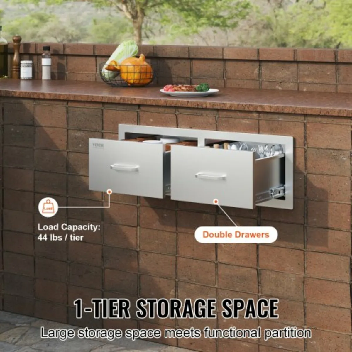 75*25cm Bbq Drawer Double Horizontal Drawers Durab - Image 4