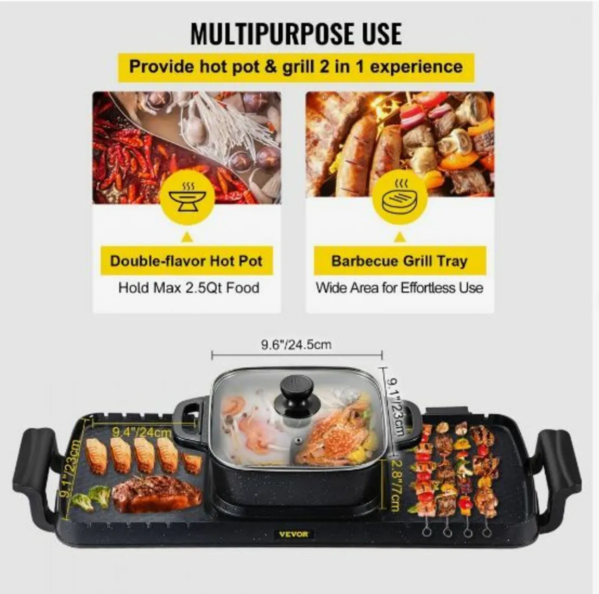 2 in 1 Electric Grill and Hot Pot, 2400W - Image 4