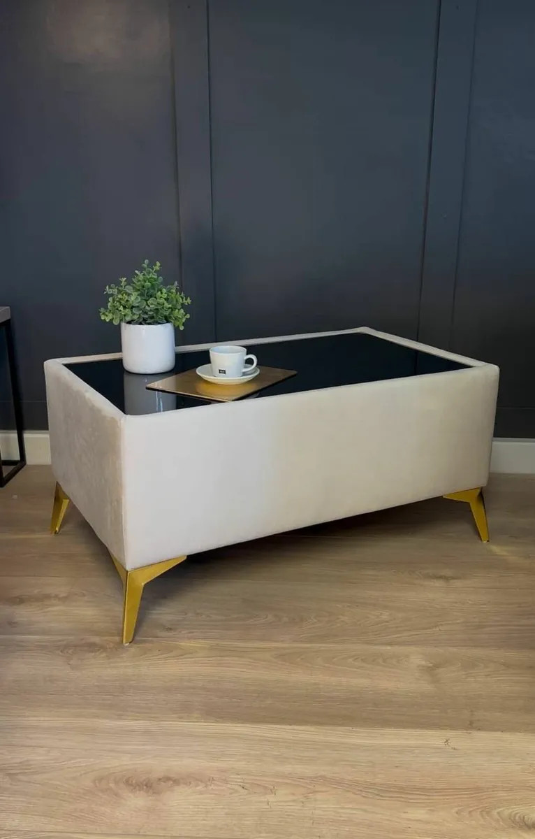 Designer Velvet Coffee Table 77x57x45cm - Image 2
