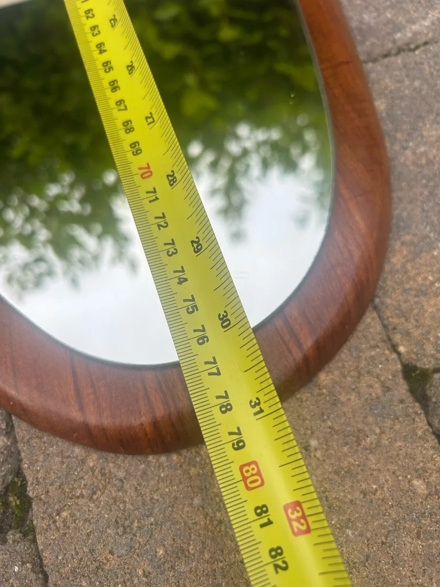 Mid century solid teak teardrop mirror retro - Image 4