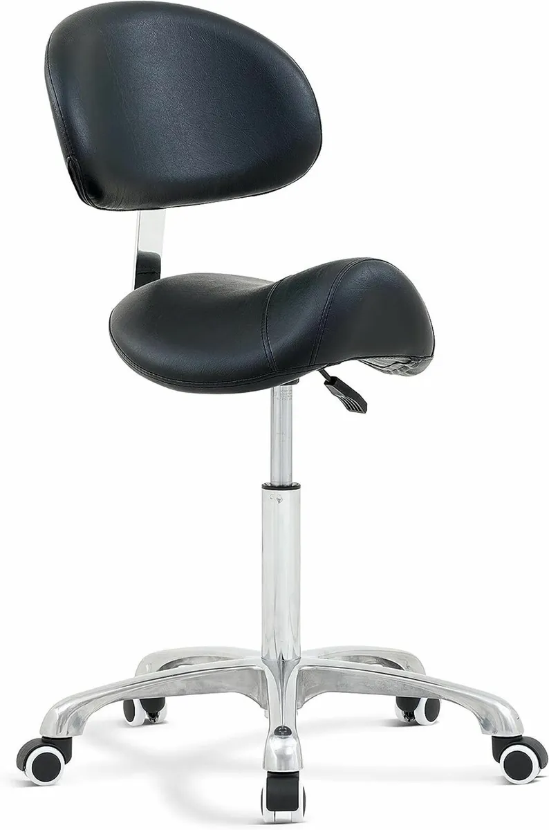 Hydraulic Saddle Stool with Wheels for Comfort - Image 2