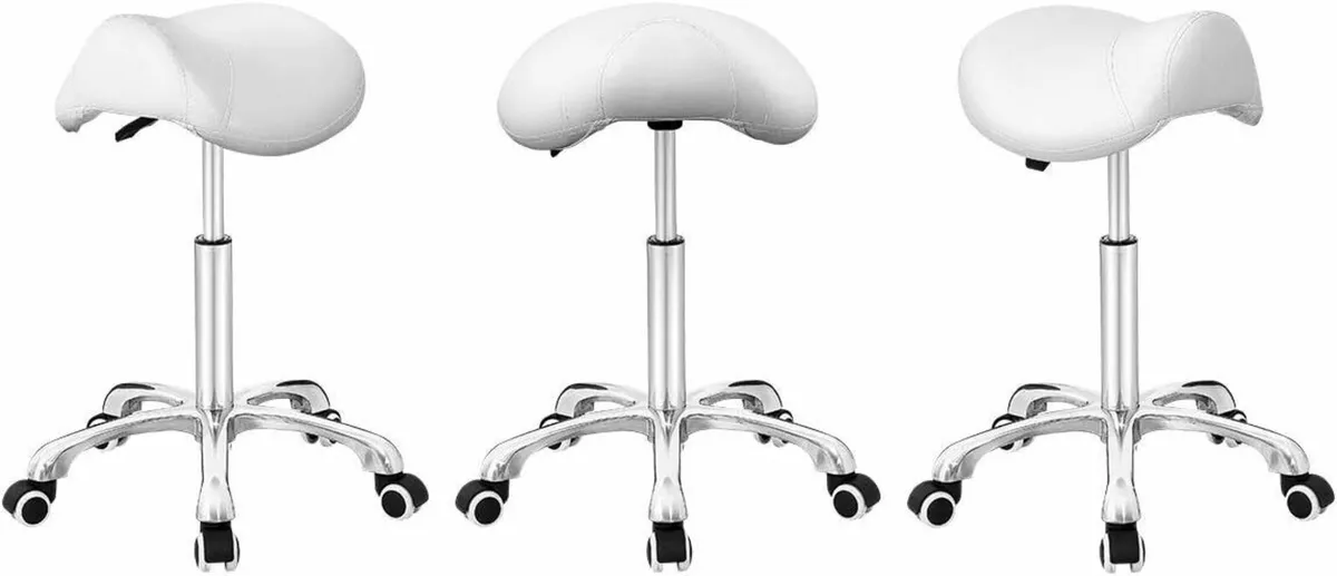 Hydraulic Saddle Stool with Wheels for Comfort - Image 4