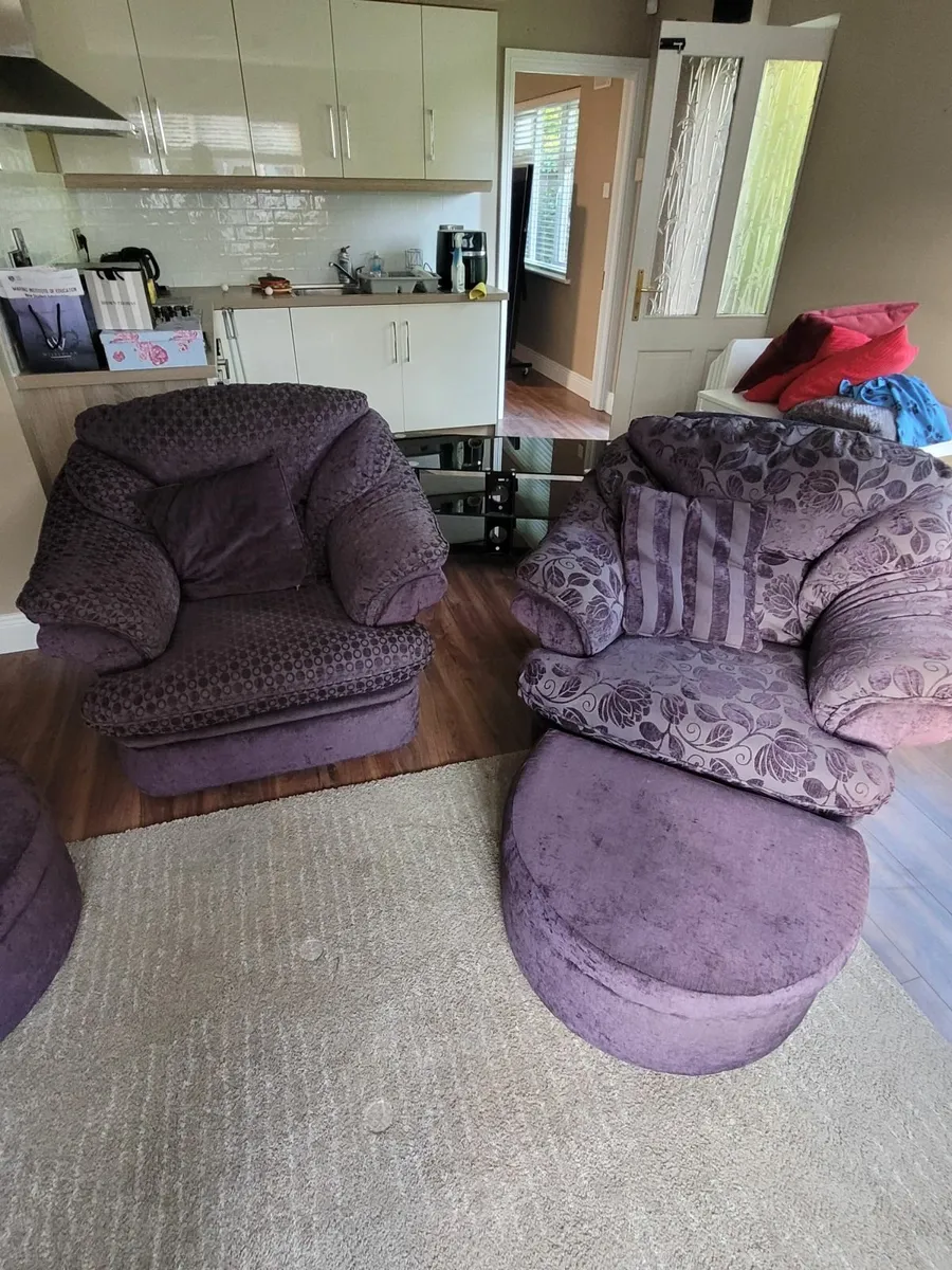 Sofa, Armchairs and Poufees - Image 3