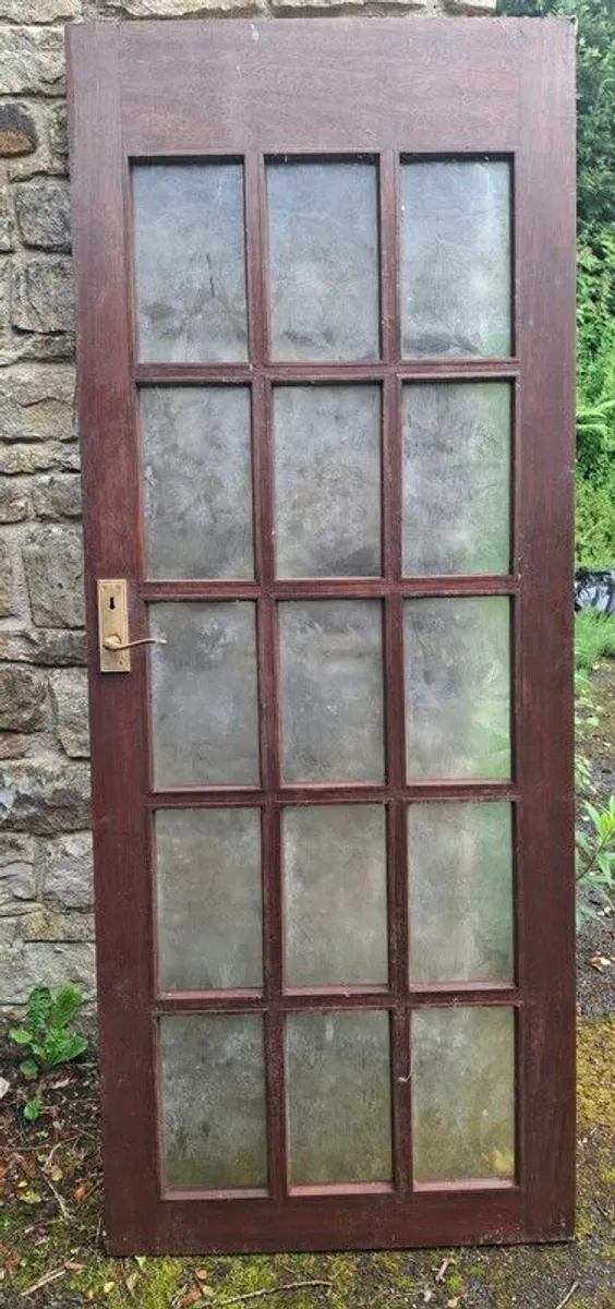Solid Mahogany Wood Glazed Doors - Vintage Style - Image 2