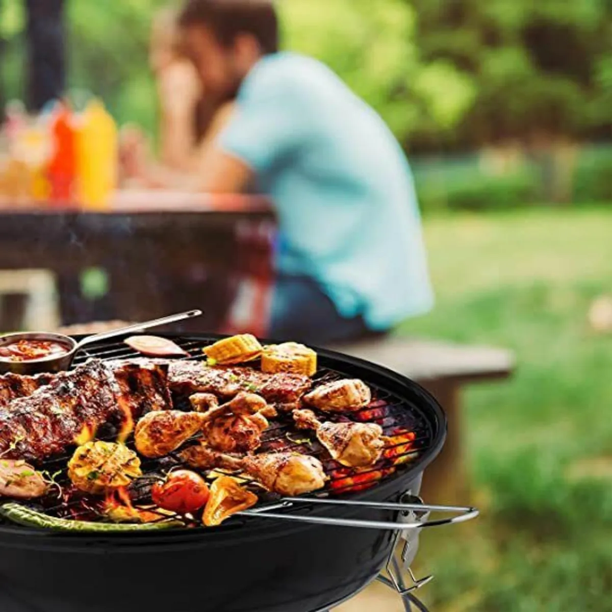 Kettle BBQ Grill Portable with Lid for Outdoor - Image 2