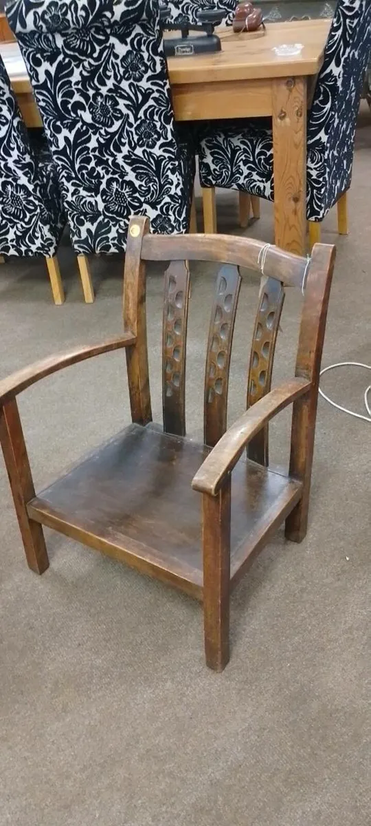 Low Antique Oak Heals Style Chair - Image 1