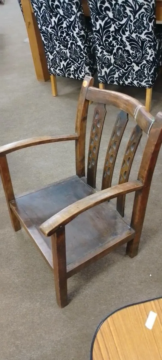 Low Antique Oak Heals Style Chair - Image 2