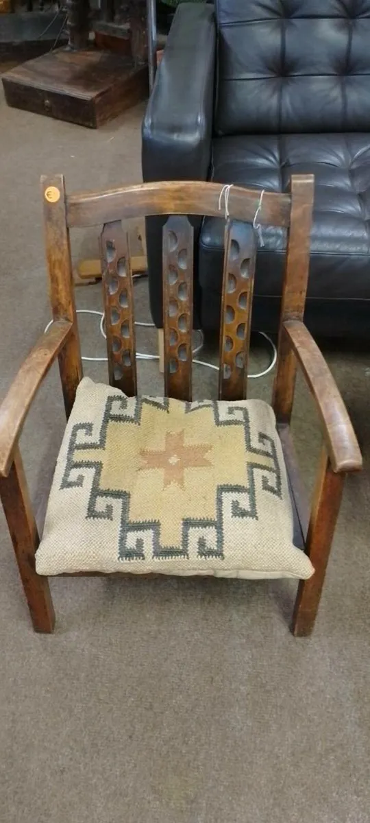 Low Antique Oak Heals Style Chair - Image 4