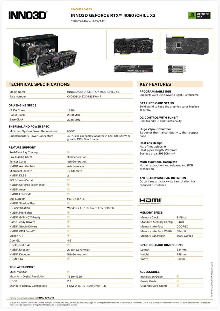 INNO3D GEFORCE RTX 4090 iCHILL X3 - Image 4