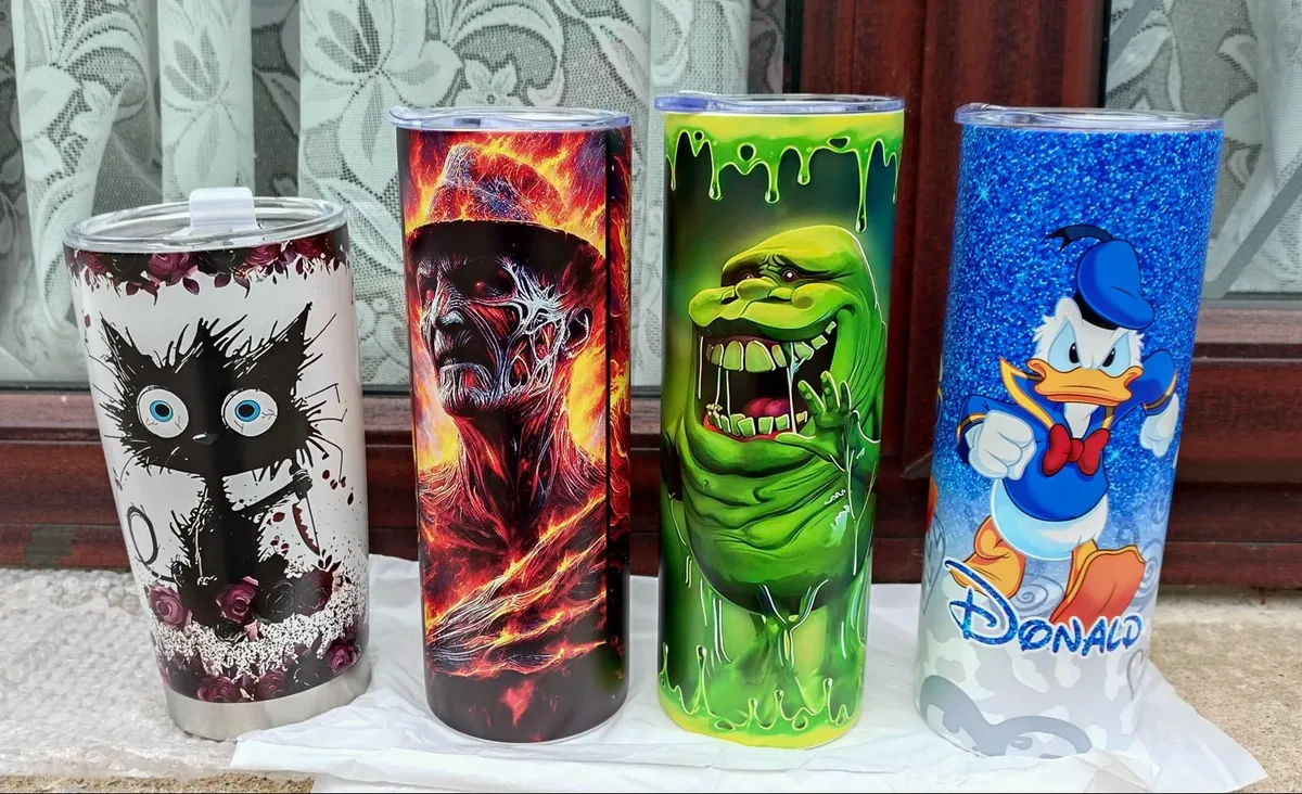 20 oz FANCY DRINKS FLASKS/TUMBLERS (BRAND NEW). - Image 1