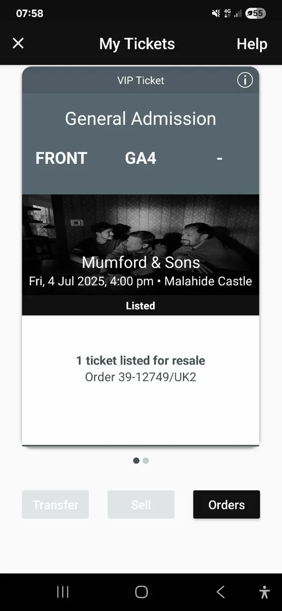 X2 VIP mumford Tickets at Malahide
