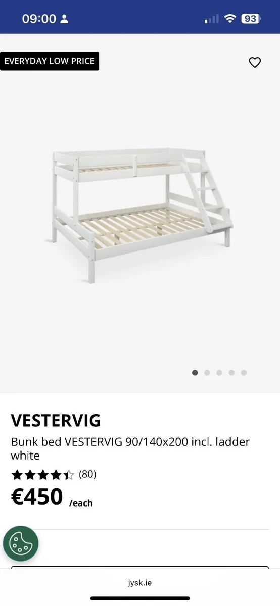 JYSK Bunk Bed with Double on bottom - Image 1
