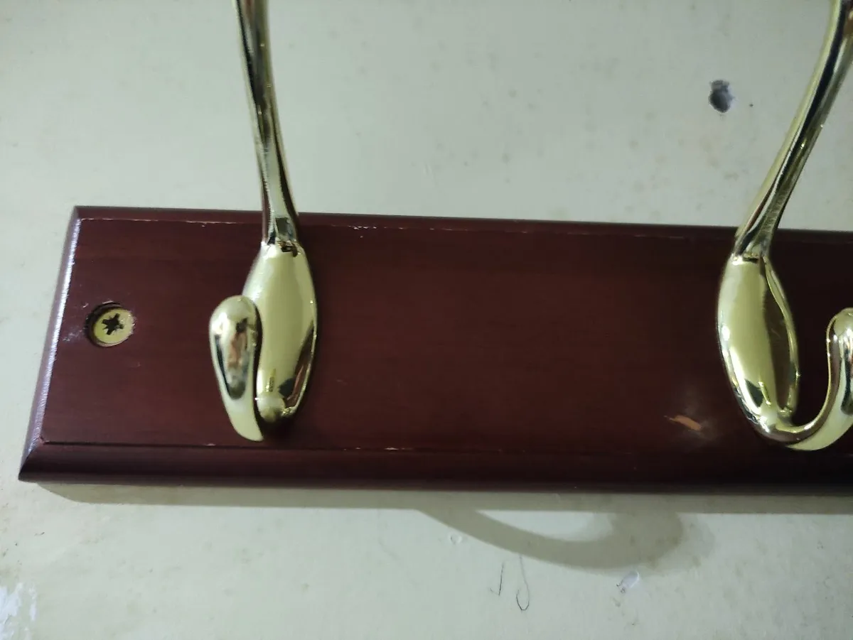 Wooden gold coat wall rack hanger - Image 2