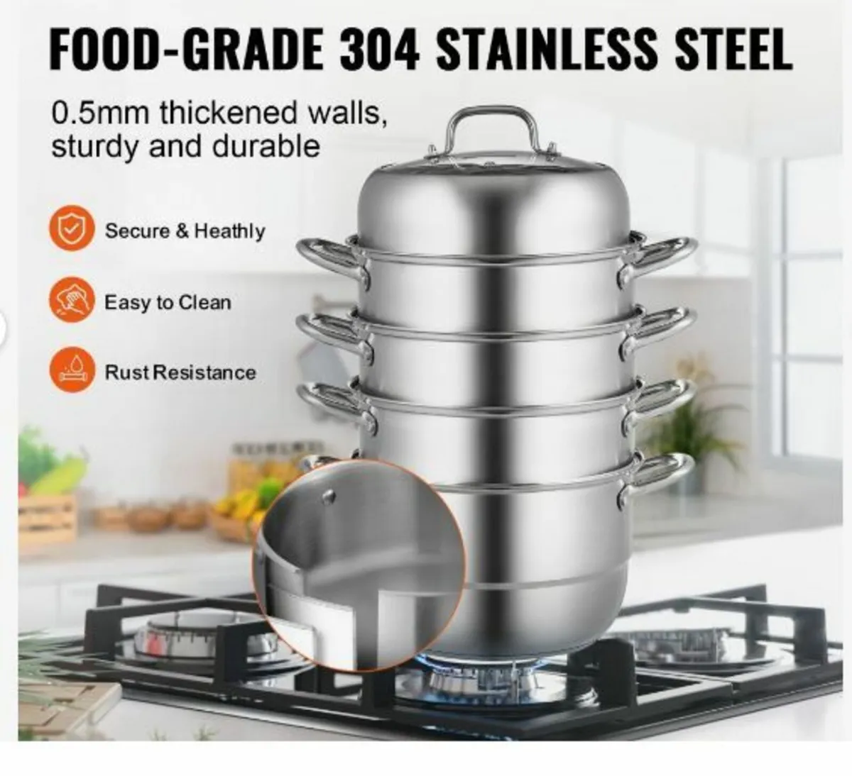 Dumpling Steamer Stainless Steel 5 Titer - Image 3