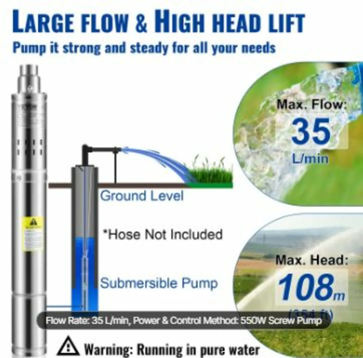 Deep Well Submersible Pump, 550W - Image 2