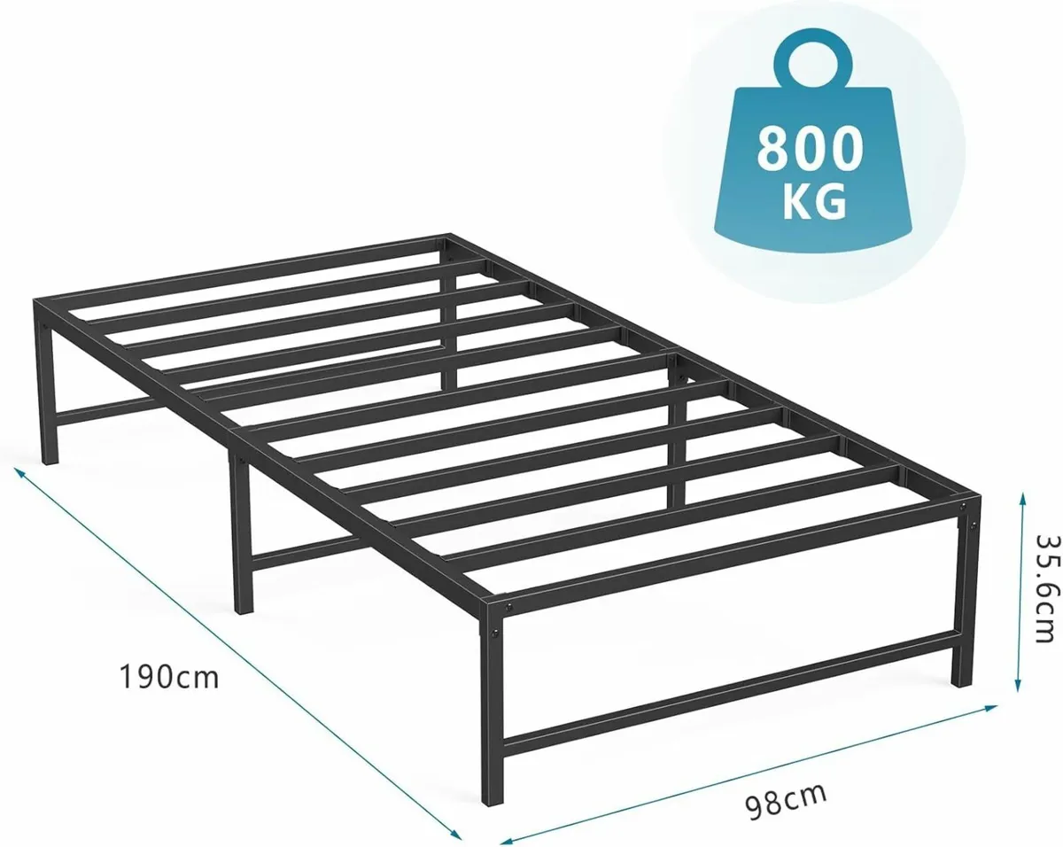 Single Bed Heavy Duty Steel Slats Storage 98x190cm - Image 3