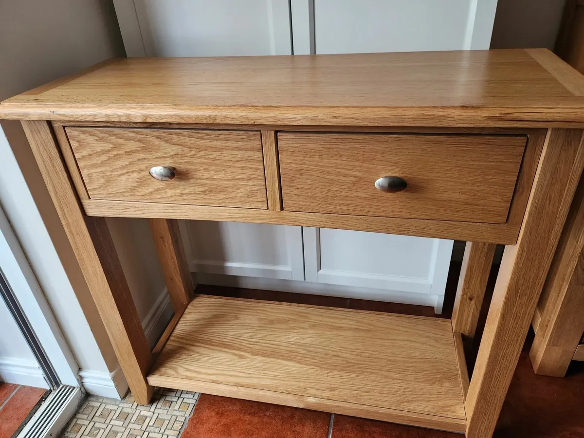 2 Drawer Oak Console / Lamp Table