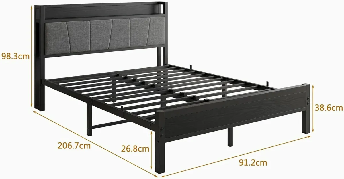 King Size Bed Frame Wooden Storage  150x210cm - Image 2