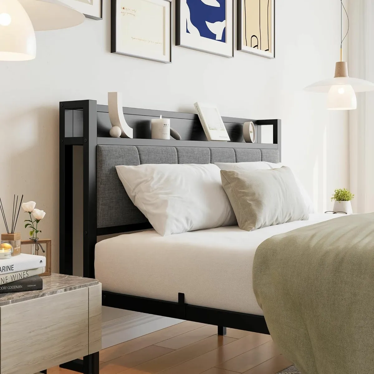 King Size Bed Frame Wooden Storage  150x210cm - Image 3