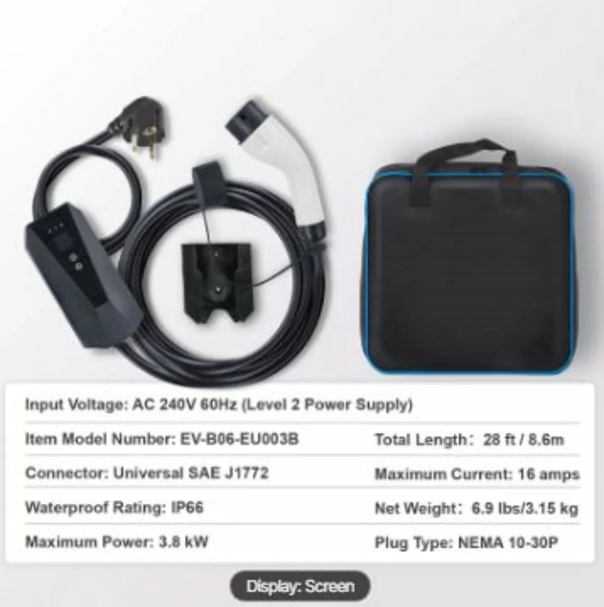 Portable EV Charger Type 2, 16A 3.7kW - Image 3