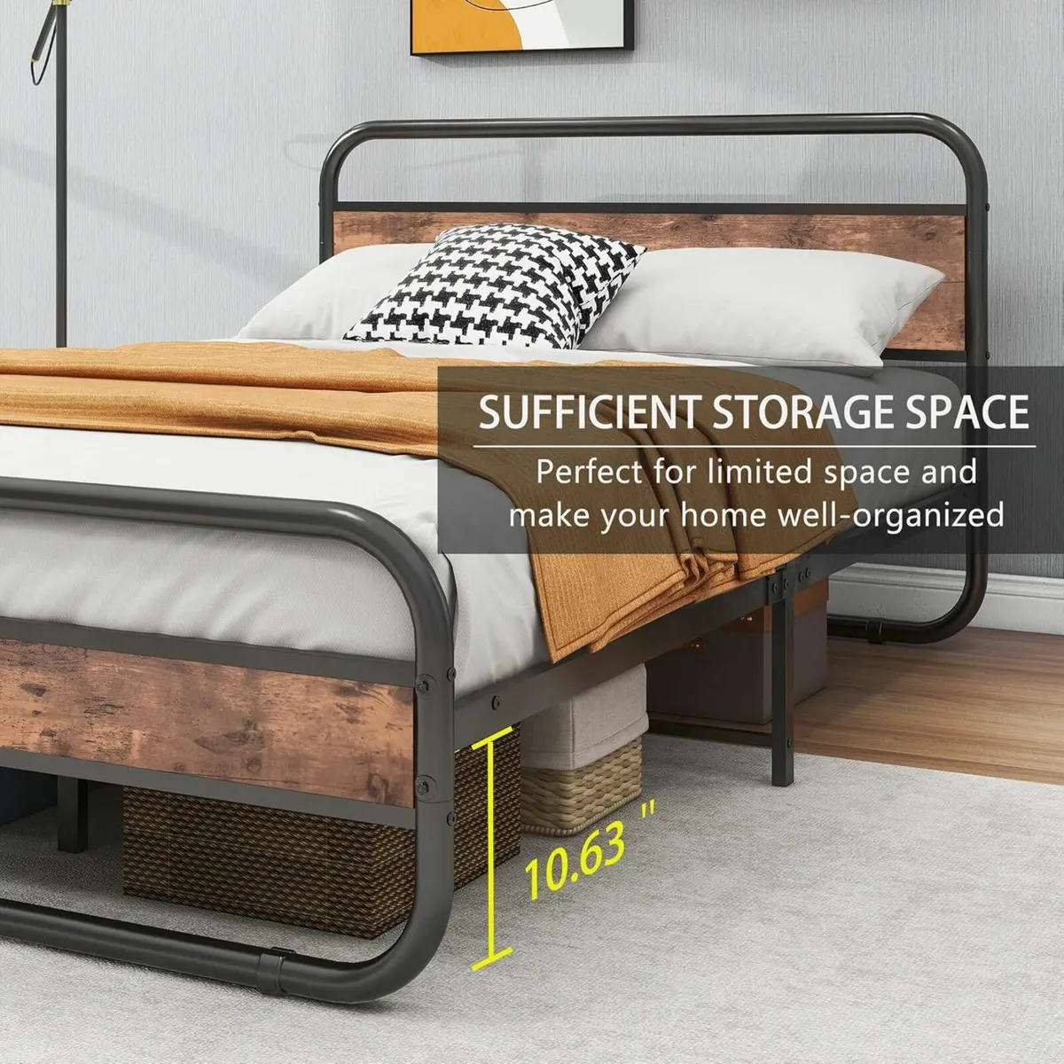 King Bed Frame Headboard Wooden Round 150x200cm - Image 2