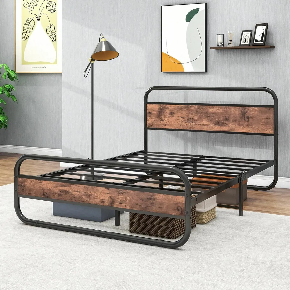 King Bed Frame Headboard Wooden Round 150x200cm - Image 3