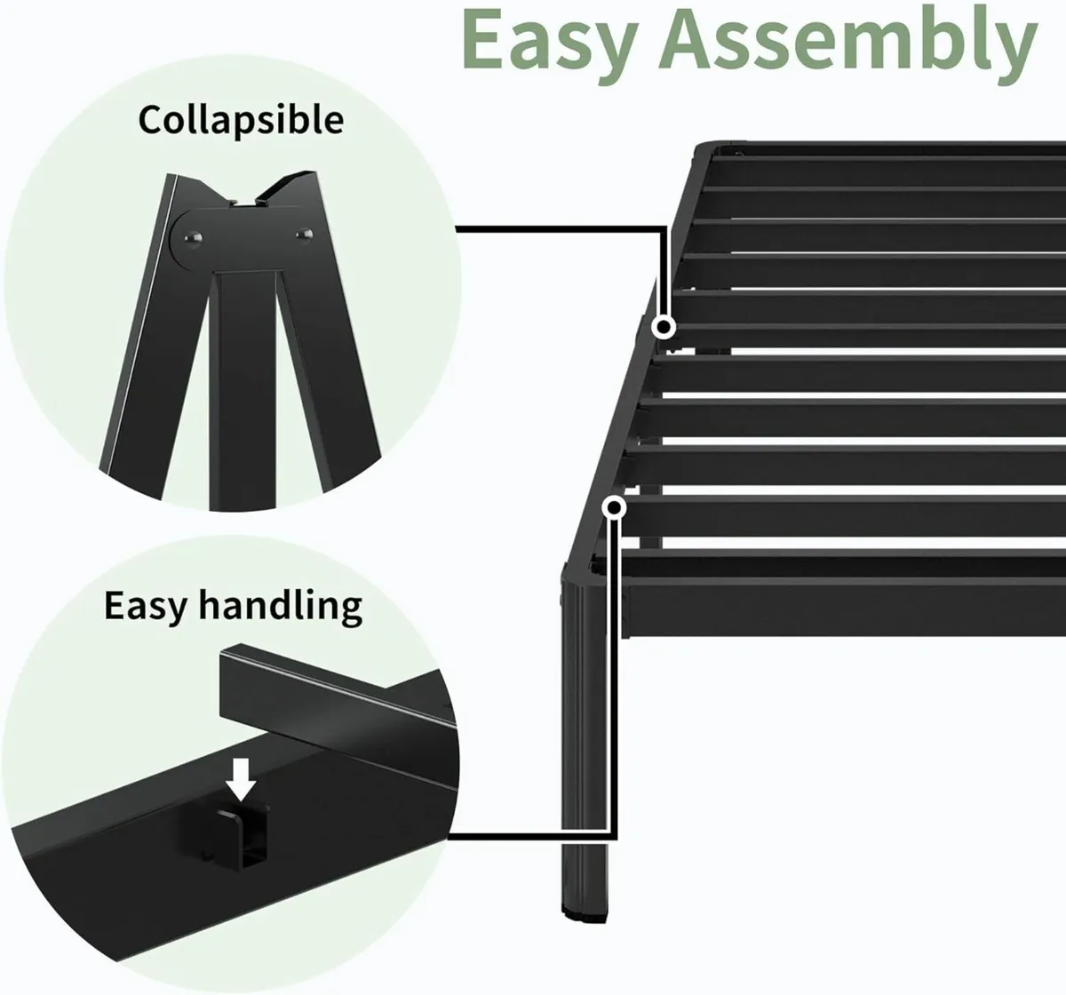 High Small Single Bed Frames Heavy Duty75x190x46cm - Image 3