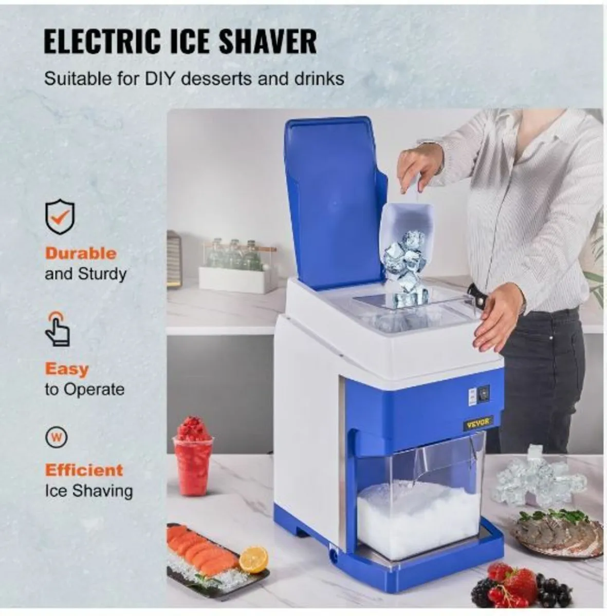Commercial Ice Shaver 265LBS/Hr Ice Crusher Snow - Image 3