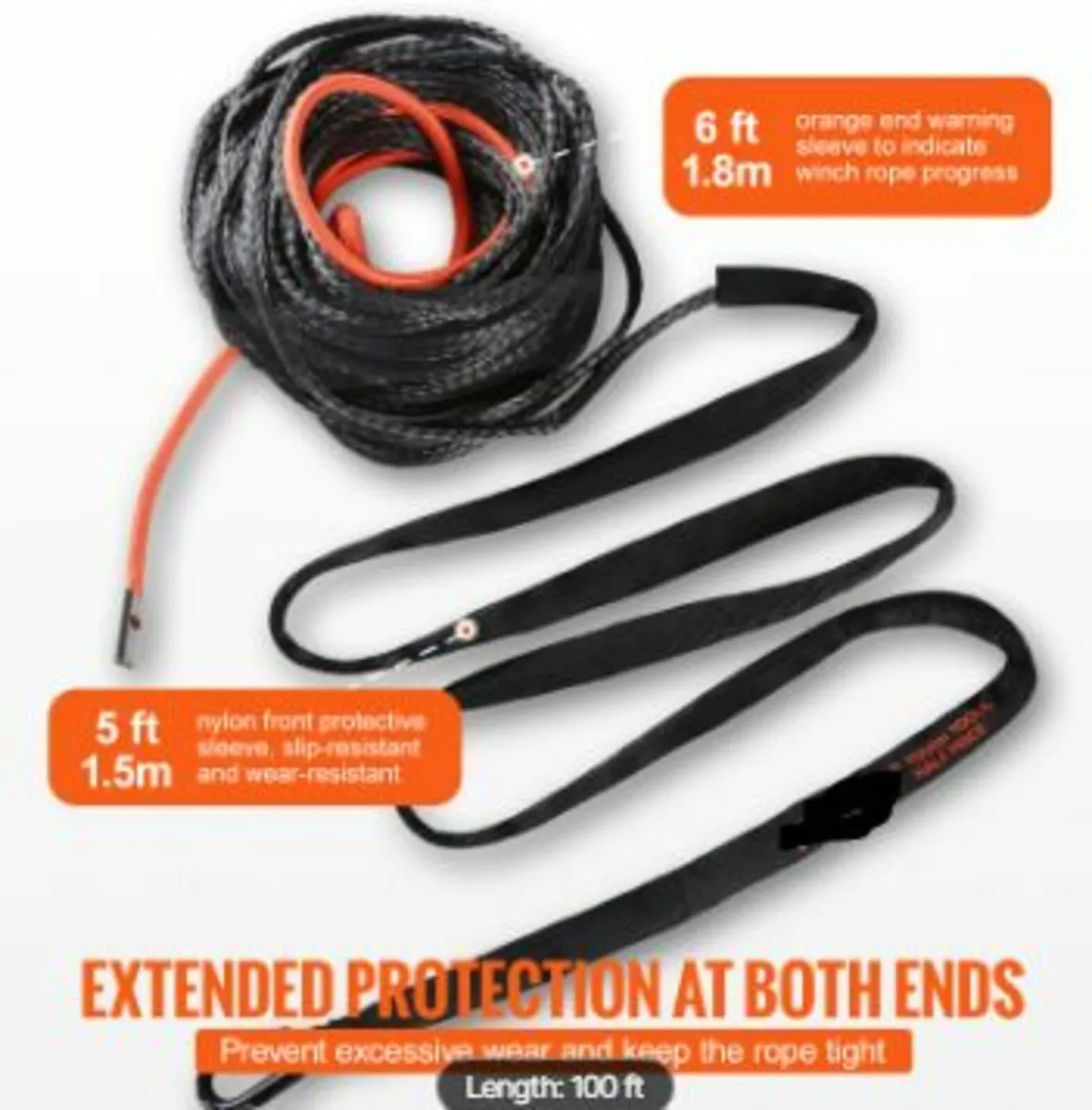Synthetic Winch Rope, 3/8 Inch x 100 - Image 4
