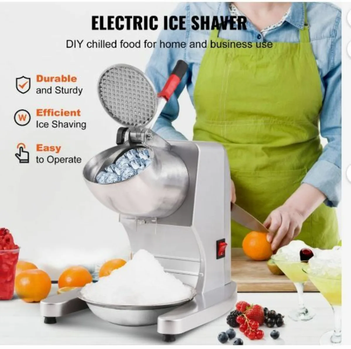Electric Ice Crusher Machine 220LBS/Hr Snow Cone - Image 2