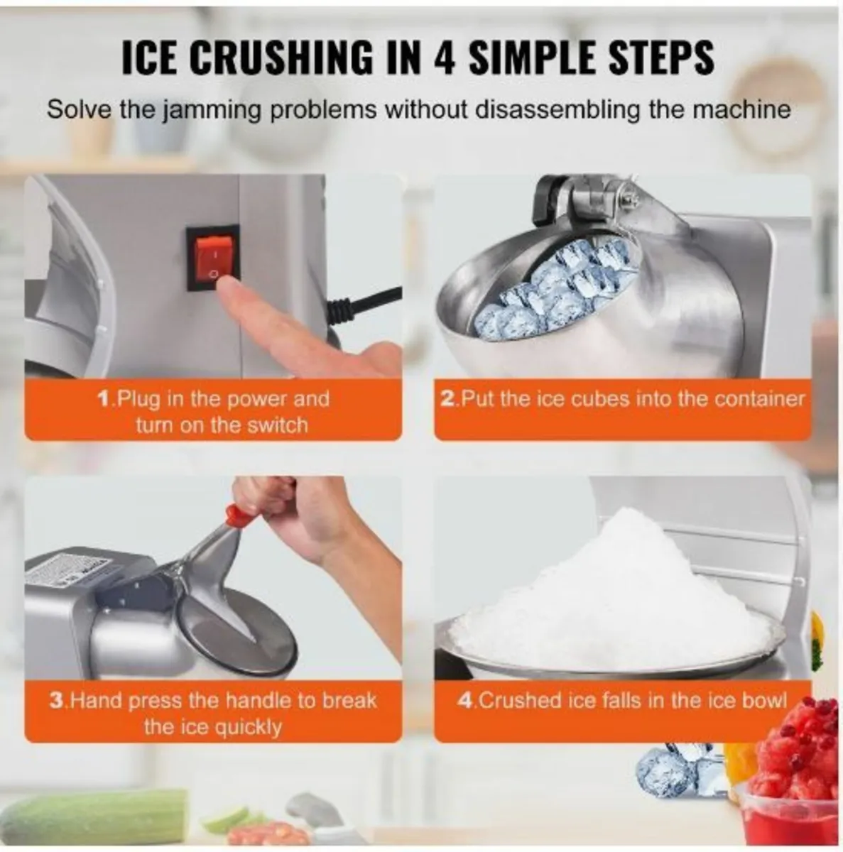 Electric Ice Crusher Machine 220LBS/Hr Snow Cone - Image 4