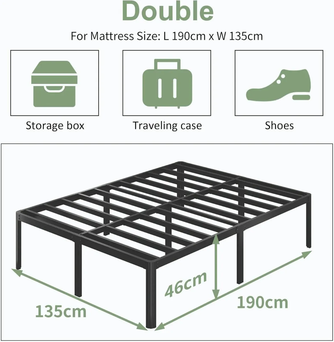 Double Bed Frame Rounded Corner 135x190cm - Image 2