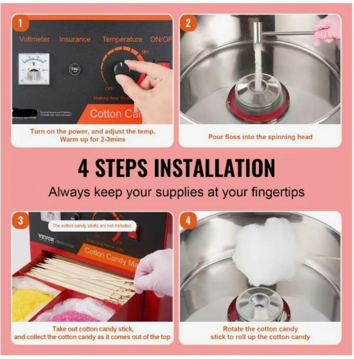 Electric Cotton Candy Machine, 1000W - Image 2