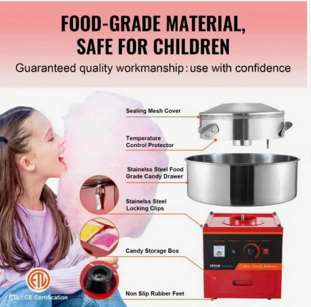Electric Cotton Candy Machine, 1000W - Image 4
