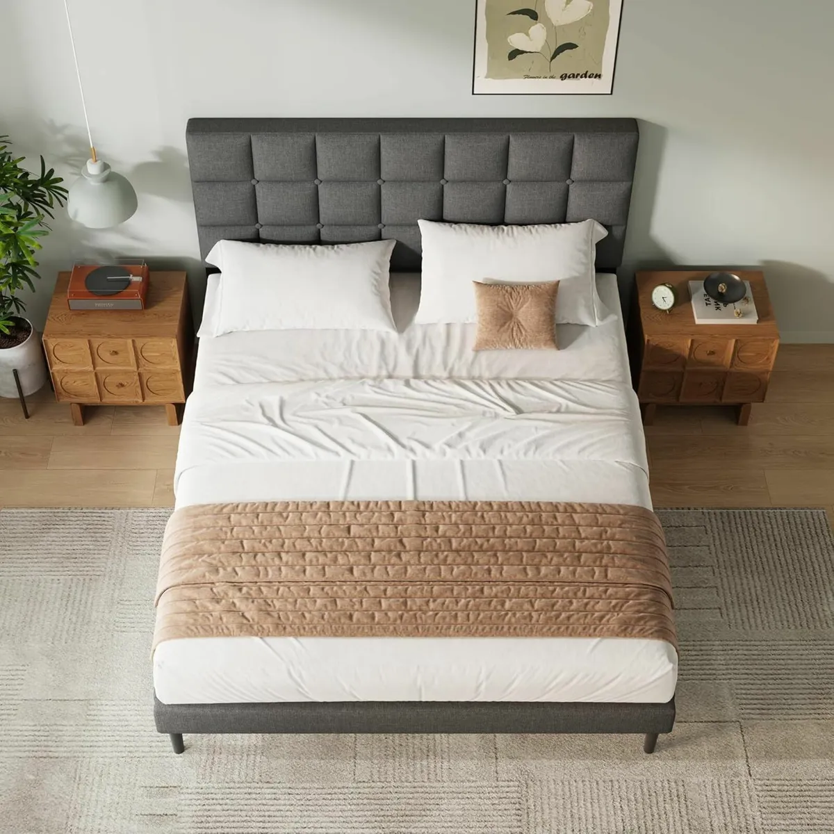 Double Bed Frame Upholstered Headboard 135×190cm - Image 3