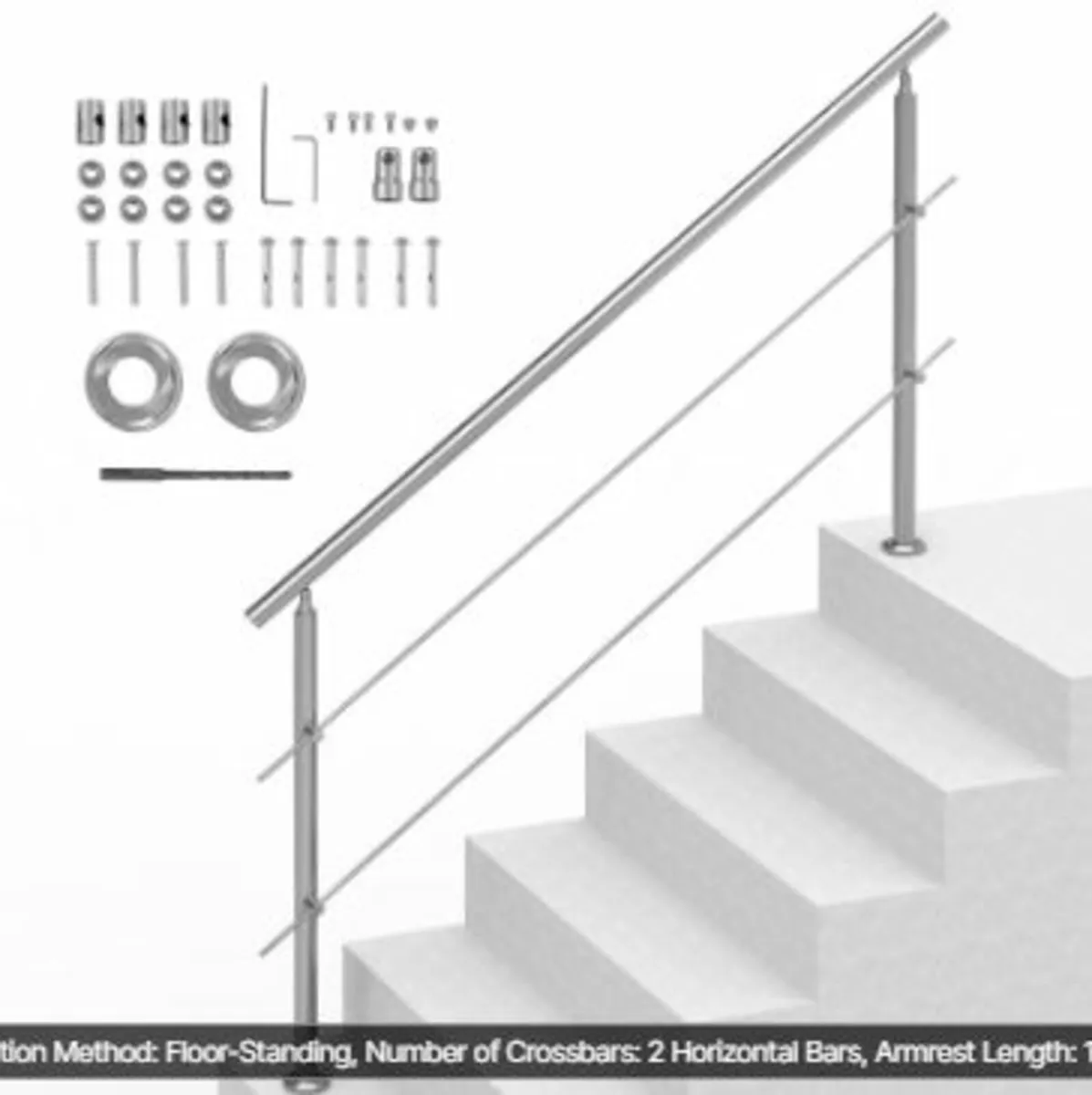 70.9in Handrails for Outdoor Steps 2 - Image 1