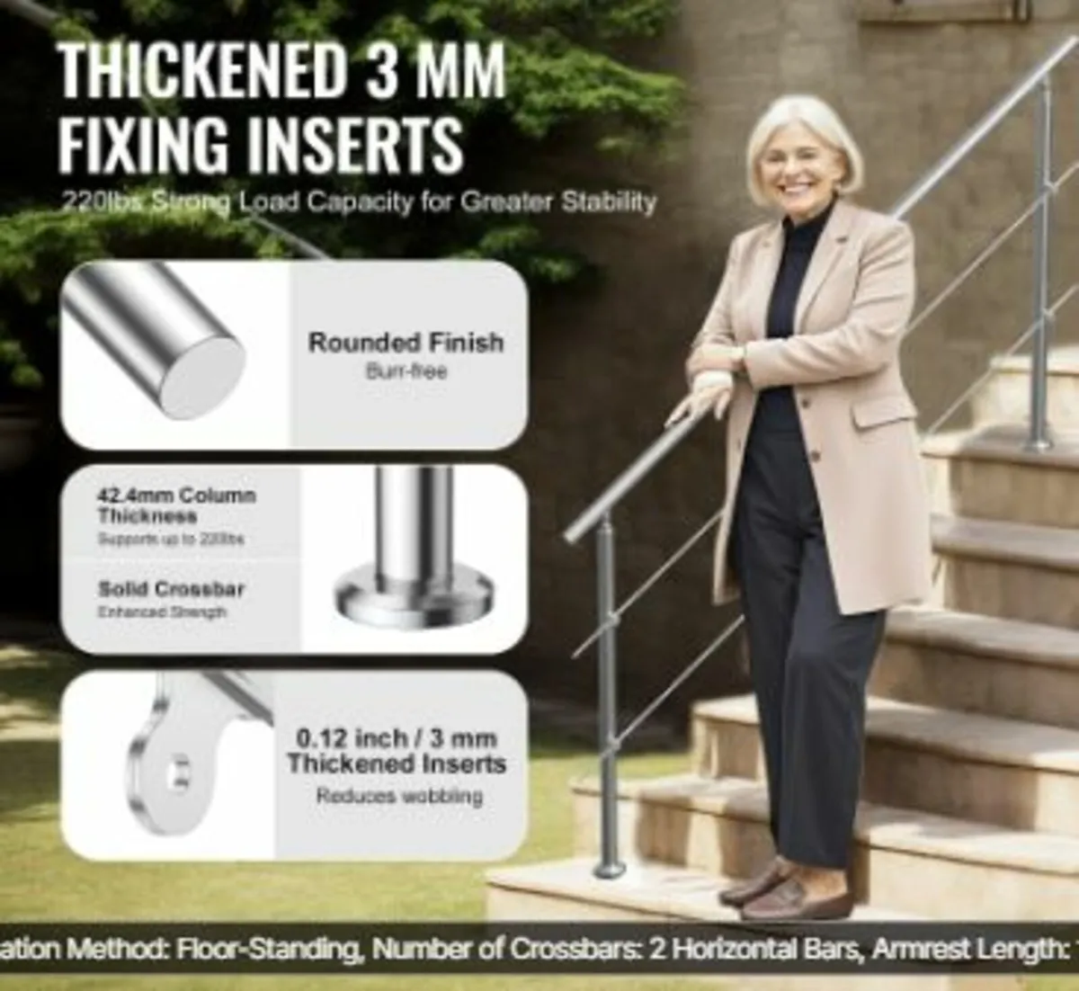 70.9in Handrails for Outdoor Steps 2 - Image 2
