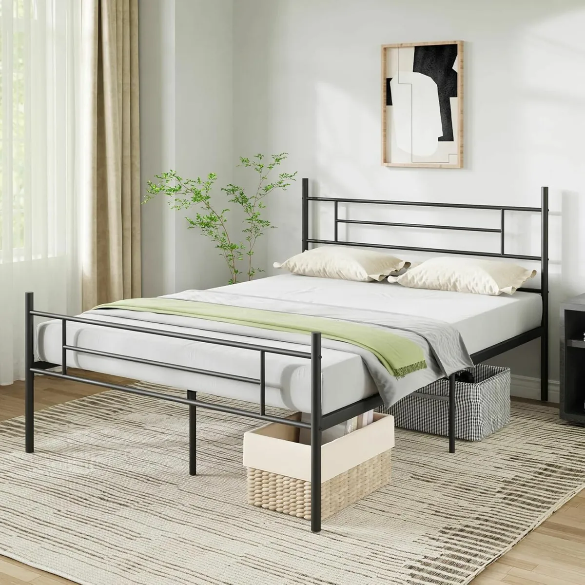 Metal King Size Bed Frame Headboard 150x200cm - Image 1