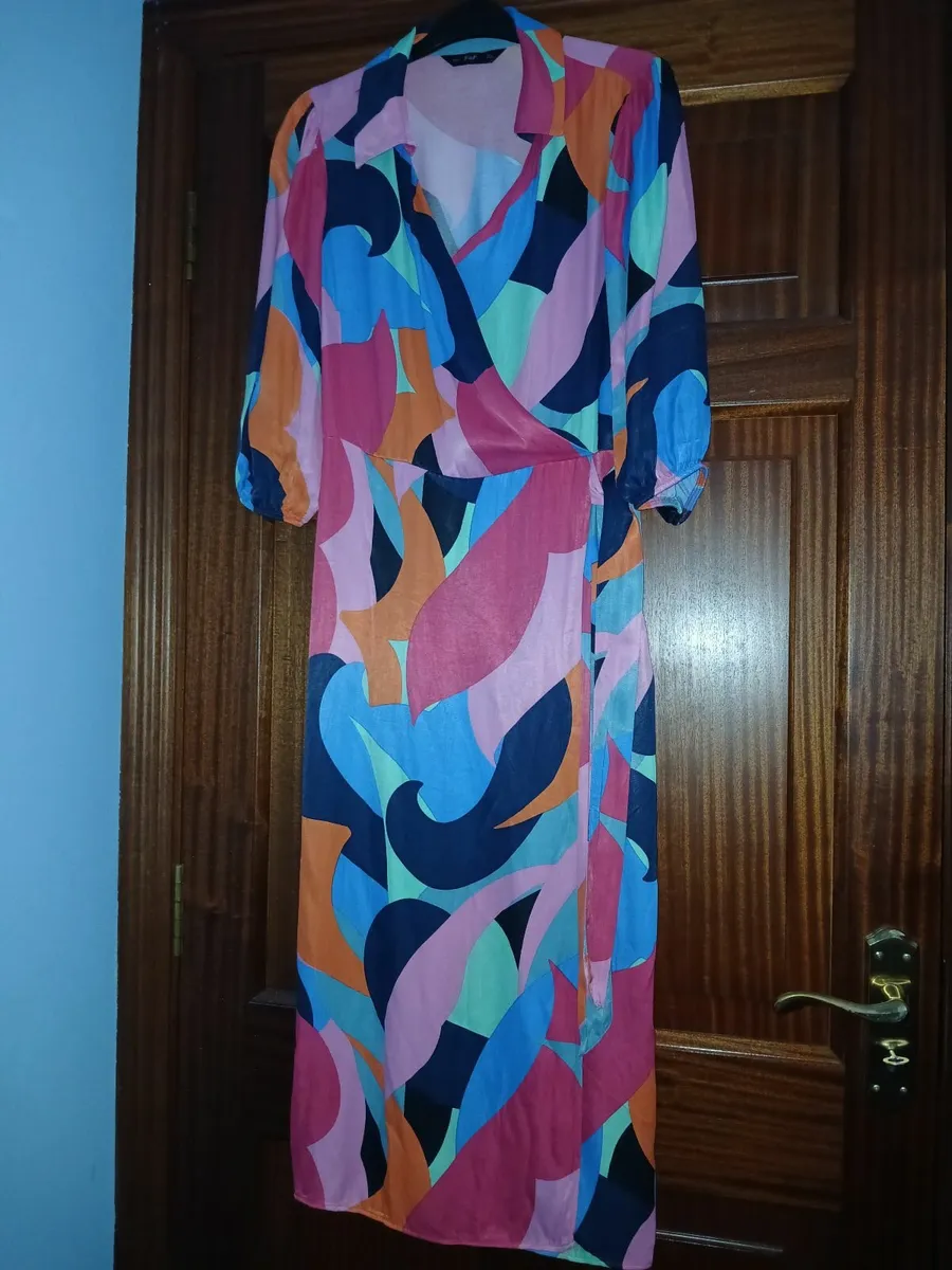F&F Multicoloured Wrap Dress Size 12 - Image 2
