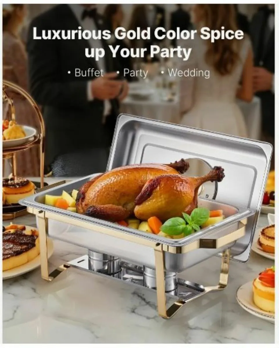 8 Qt 4 Pack Rectangle Chafing Dish Buffet Set - Image 3